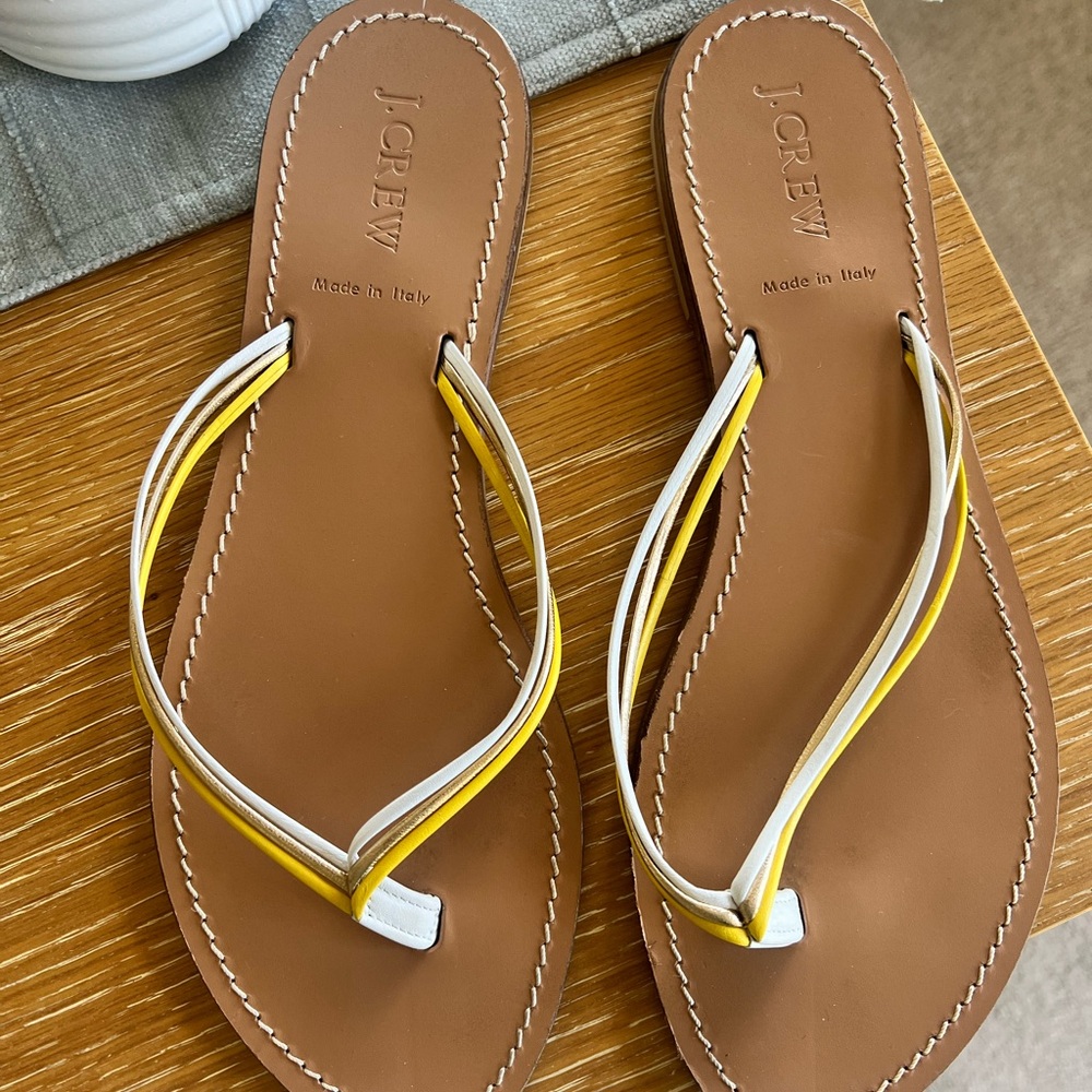 J. Crew Women's Yellow and White Sandals